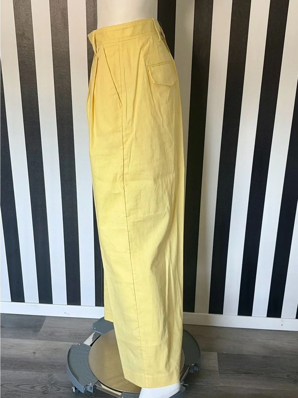 Banana Republic Linen Blend Pleated Wide Leg Pants Yellow Maize Size 12 NWT
